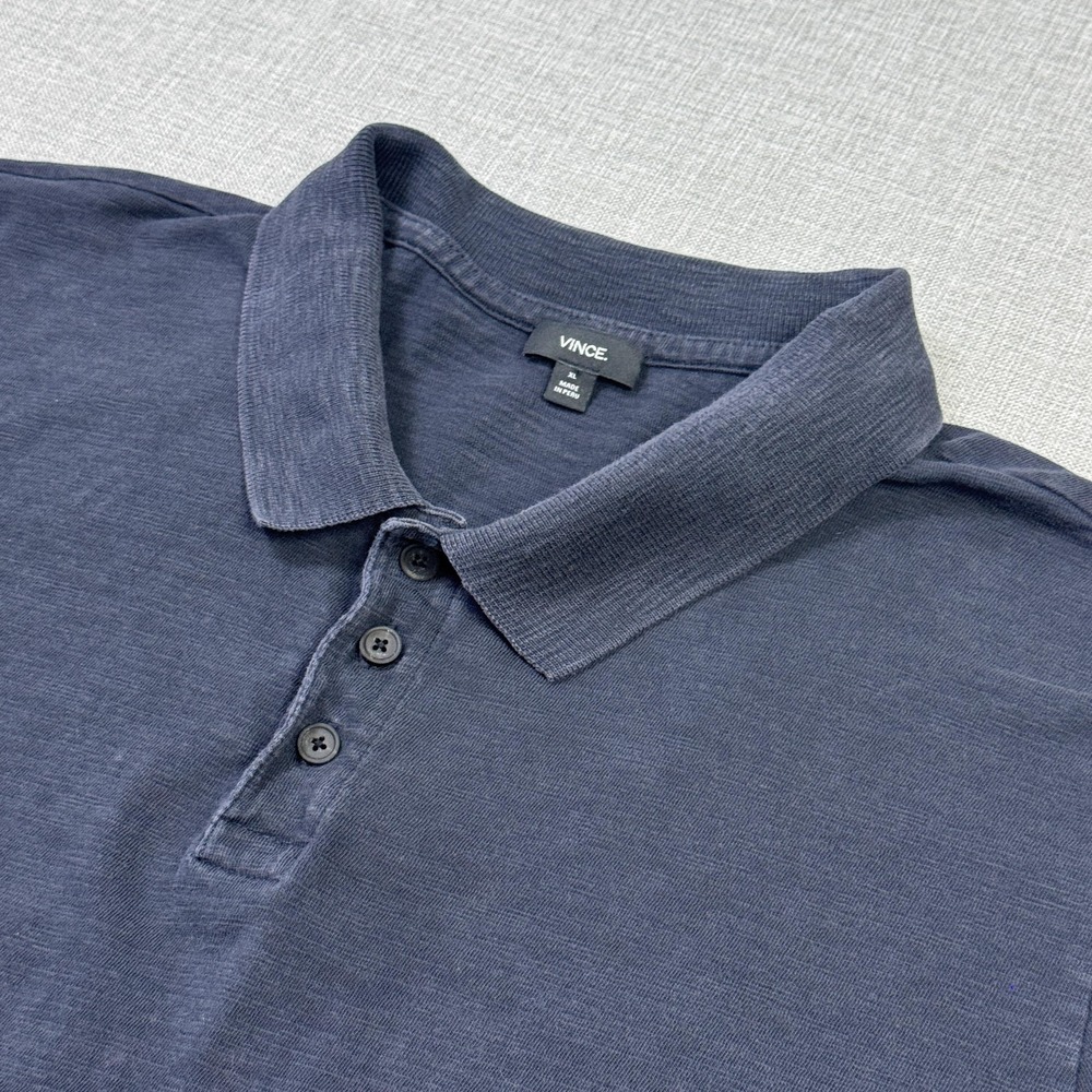 Vince Polo Shirt Mens XL Blue Short Sleeve 100% Cotton‎ Jersey Relaxed Fit